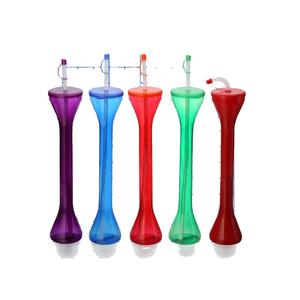 Plastic slush drinking yard cups with straw & lids