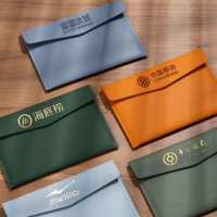 Gran oferta, archivo de logotipo personalizado, carpetas de tamaño A4, bolsa de almacenamiento de documentos de cuero pu personalizada, carpeta de cartera, bolsa de documentos de negocios