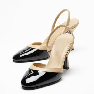 Sandales à talons hauts pour femme, grande taille 45, à bride arrière, bout rond, patchwork, style slingback, multicolores - Product Image 1