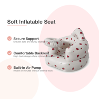 Siège de sol gonflable moderne pour bébé avec pompe à air intégrée, motif fraise, support rond pour apprendre à s'asseoir, alimentation en extérieur