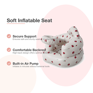 Siège de sol gonflable moderne pour <span class=keywords><strong>bébé</strong></span> avec pompe à air intégrée, motif fraise, support rond pour apprendre à s'asseoir, alimentation en extérieur - Product Image 1