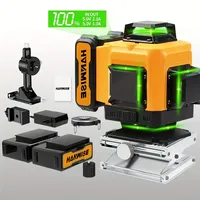Niveau laser vert 4D 16 lignes 360 ° à nivellement automatique et rotatif Mesure du réticule Équipé de 2 batteries de grande capacité