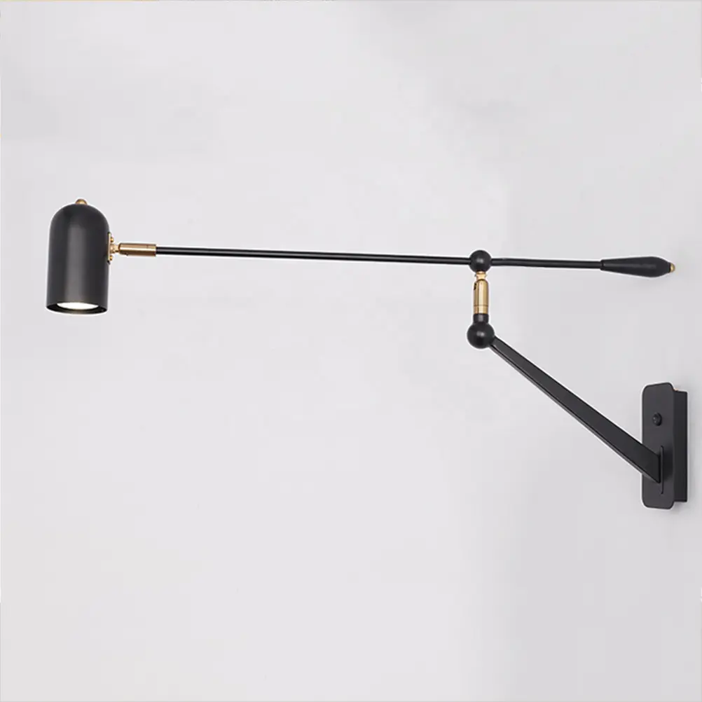 New Modern Minimalist Black Gold Adjustable Rotatable Wall Light for Home Living Room Bedroom Dining Room Swing Arm Wall Lamp