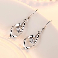 Anting-anting kancing zircon mewah ringan FY-EZ213 925 Sterling Silver untuk wanita, gaya Ins, lingkaran geometris minimalis yang sedang tren
