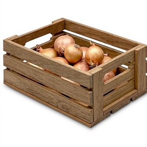Acacia Wood Nesting Storage Crates & <b>Baskets</b> with Handles <b>Stackable</b> Food Containers for Modern Kitchen Countertop Organization - Product Image 1