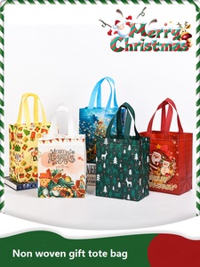 Christmas Folding Candy Tote Nonwoven <strong>Eco</strong>-<strong>Friendly</strong> Supermarket <strong>Bag</strong> Cartoon Printed <strong>Loot</strong> <strong>Bags</strong> for Gifts and Promotions