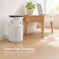 Boîte de prise électrique intelligente escamotable en aluminium à prix d'usine, design dissimulé, 4 prises CA, prise universelle UK/US pour bureau