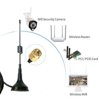Antenne WiFi 17,5 cm bi-bande 2,4G/5,8G à ventouse, antenne externe omnidirectionnelle à gain élevé avec base magnétique pour routeur, carte réseau, etc.