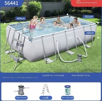 Verstärkter 3-Schicht-PVC-Rechteckiger Aufstellpool mit Stahlrahmen, UV-Beständig und Durchstichsicher, für den Außenbereich und Garten