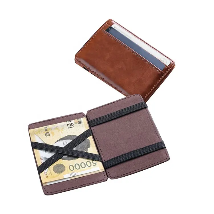 RFID Blocking Slim Bifold Gemüse gegerbtes Leder Minimalist Magic Money Clip Wallet