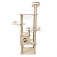 Arbre à chat réaliste moderne et classique en bois, tour à gratter en sisal pour intérieur, structure d'escalade de style naturel, maison de luxe pour animaux de compagnie