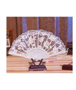 Luxury Red Lace Folding Fan Plastic Bride Hand Fan Spanish Lolita Lace Fan Wedding Party Favor <b>Gift</b> - Product Image 3