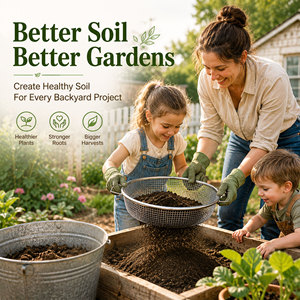 Round <b>Garden</b> Riddle with Galvanized <b>Wire</b> <b>Mesh</b> for Soil Screening - Product Image 5