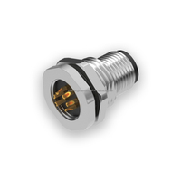 Connecteur M12 6 broches M12 A-code Plug Plaqué or Montage sur panneau avant Soudure IP67 Blindé Étanche M12 A Code 6pin Connecteur Mâle