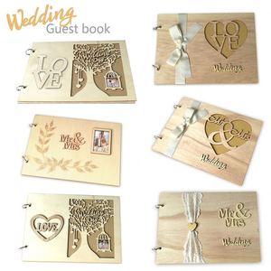 Wholesale Creative Wooden Wedding Guest Book for <b>Engagement</b> Memory Message and Party <b>Decoration</b> Dropshipping - Product Image 1