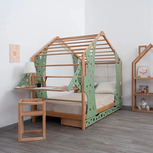 <span class=keywords><strong>Lit</strong></span> convertible multifonctionnel en bois pour tout-petits avec bureau de rangement <span class=keywords><strong>Jungle</strong></span> Gym-Design moderne pour enfants - Product Image 1
