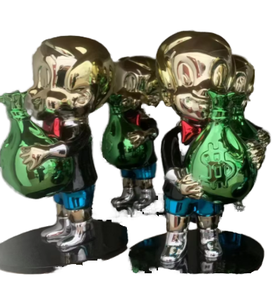 Escultura de Resina Cromada Pintada a Mano de Alta Calidad para la Serie de Arte: Personaje de <span class=keywords><strong>TV</strong></span>/Cine, Niño de Dibujos Animados Alec, Arte con Símbolo de Dinero - Product Image 1