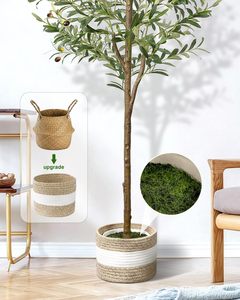 Arbre d'olivier artificiel en plastique de 1,80 m avec panier, résistant à la poussière, fruits et feuilles réalistes, idéal pour la décoration de la maison, du bureau ou de mariage - Product Image 3
