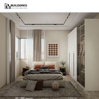 Dressing modulaire pour chambre à coucher en Australie, avec zone de suspension séparée pour vêtements longs/courts, finition grain foncé