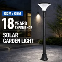 Lámpara Solar LED de Jardín de Alta Luminosidad de 5W y 1/1.5m con Fotocélula + Control de Tiempo + Interruptor Manual para Césped, Jardín, Hotel, Campos de Golf