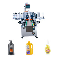 Machine d'étiquetage automatique double face pour bouteilles carrées, étiqueteuse haute efficacité pour verre et papier avec contrôle PLC