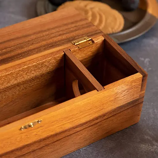 Caja de madera de Acacia para vino, regalo perfecto y una gran impresión, caja de vino de madera maciza con tapa bisagras, caja de regalo de madera para vino