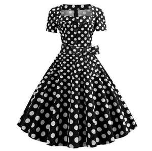 Produttore all'ingrosso di <span class=keywords><strong>abbigliamento</strong></span> personalizzato <span class=keywords><strong>donna</strong></span> moda nuovo stile una linea a pois classici Vintage retrò abiti - Product Image 3