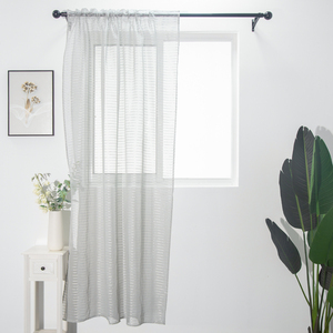 Cortina <span class=keywords><strong>de</strong></span> Voile Transparente con Rayas <span class=keywords><strong>de</strong></span> Hilo Metálico Plateado XinLan, Tratamiento <span class=keywords><strong>de</strong></span> Ventana Semi-Transparente - Product Image 1