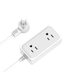 Placa de extensión eléctrica portátil de 2 salidas, tira de alimentación, enchufe de extensión múltiple, adaptador de tiras de alimentación con 3 puertos USB