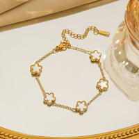 Pulsera de Acero Inoxidable con Cinco Tréboles de 9MM, Chapada en Oro de 18K, con Flores, para Mujer, a Prueba de Agua, Regalo de Joyería