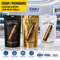 Étui de Voyage Personnalisé Anti-Odeur pour Cigares Humidifiés, Pochette Mylar 1-3 Cigares avec Fermeture Ziplock pour Cigares Cubains Premium