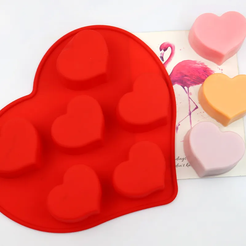 784 6 Cavity Valentine's Day Lovely Heart Shaped Fondant Silicone Mold Silicone Mold Cake Mold Silicone Soap