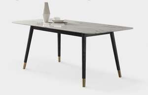 Mesa de comedor sencilla y moderna rectangular de mármol nórdico, mesa de comedor de madera de lujo ligera para el hogar - Product Image 5