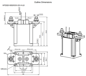 Contactor de CC de Alto Voltaje HONGFA HFE82V-600, 450V, 750V, 600A, 2500A, 600kW, 12V/24V CC - Product Image 4