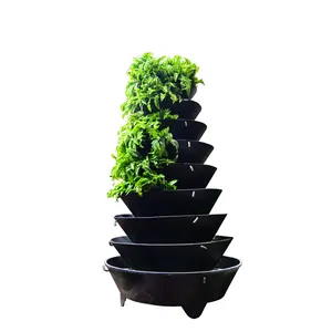 Large UV Protective Pyramid Shape Potted Planter Tower For Gardening Huge Decor Plant Pot