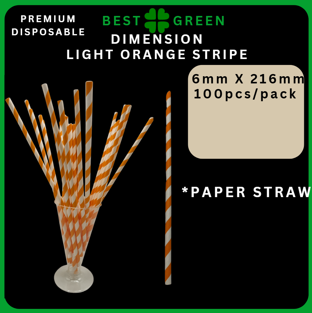 Orange clair &amp; blanc 6mm X 216mm