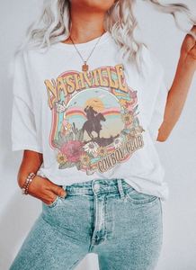 Tennessee Nashville Country Music 100% Cotton <b>T</b>-Shirt Loose Women Men New Design Pattern Custom Print Shirts - Product Image 5