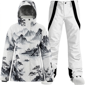 Ensemble veste et pantalon de <span class=keywords><strong>ski</strong></span> pour <span class=keywords><strong>femme</strong></span> AQTQ, combinaison de <span class=keywords><strong>ski</strong></span>, imperméable, coupe-vent, à capuche, <span class=keywords><strong>manteau</strong></span> de neige, 2 pièces, combinaison de snowboard - Product Image 3