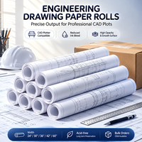 Papel para Plotter CAD de 80 g/m², Rollos de Papel para Dibujo de Ingeniería con Núcleo de 2 Pulgadas, 24, 30, 36, 42, 60 Pulgadas, Impresión de Alta Precisión