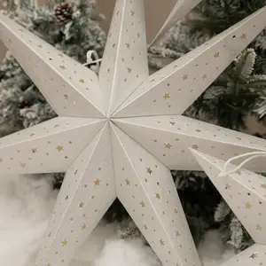 Larger Paper Star Lanterns Hanging Hollow Star Decoration For Weddings Christmas Holiday Birthday Party Celebration White