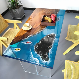 Elegante juego de mesa consola de madera maciza para comedor, restaurante, cocina, Bar, mesa consola de madera maciza con panel de madera de resina epoxi 1 - Product Image 3