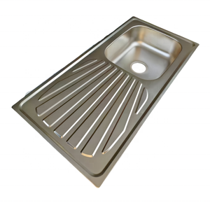 Évier de cuisine à bol unique en acier inoxydable 9643 avec égouttoir et complet avec crépine - Product Image 3