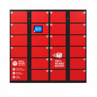 Système de casier à colis intelligent rouge à 24 portes avec écran tactile