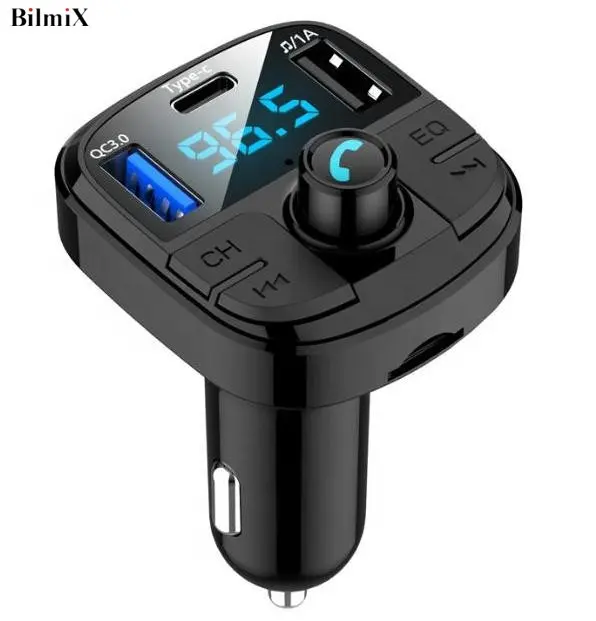 QC3.0 PD 18W Car Charger MP3 Audio Player Car Kit wireless bt fm transmitter aux Handsfree Calling play with USB/TF CARD