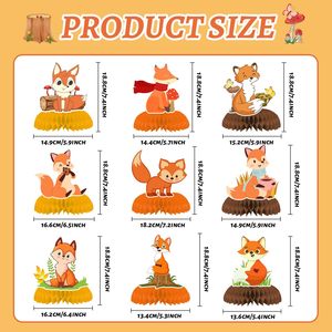 Set di 9 Centrotavola a Nido d'Ape con Volpi 3D, Decorazioni per Feste di Compleanno e Baby Shower a Tema Animali del <span class=keywords><strong>Bosco</strong></span> - Product Image 4