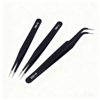 Kit de 3 pinces à épiler ESD polies de qualité supérieure, antistatiques, en acier inoxydable, pour réparation professionnelle (vente en gros)