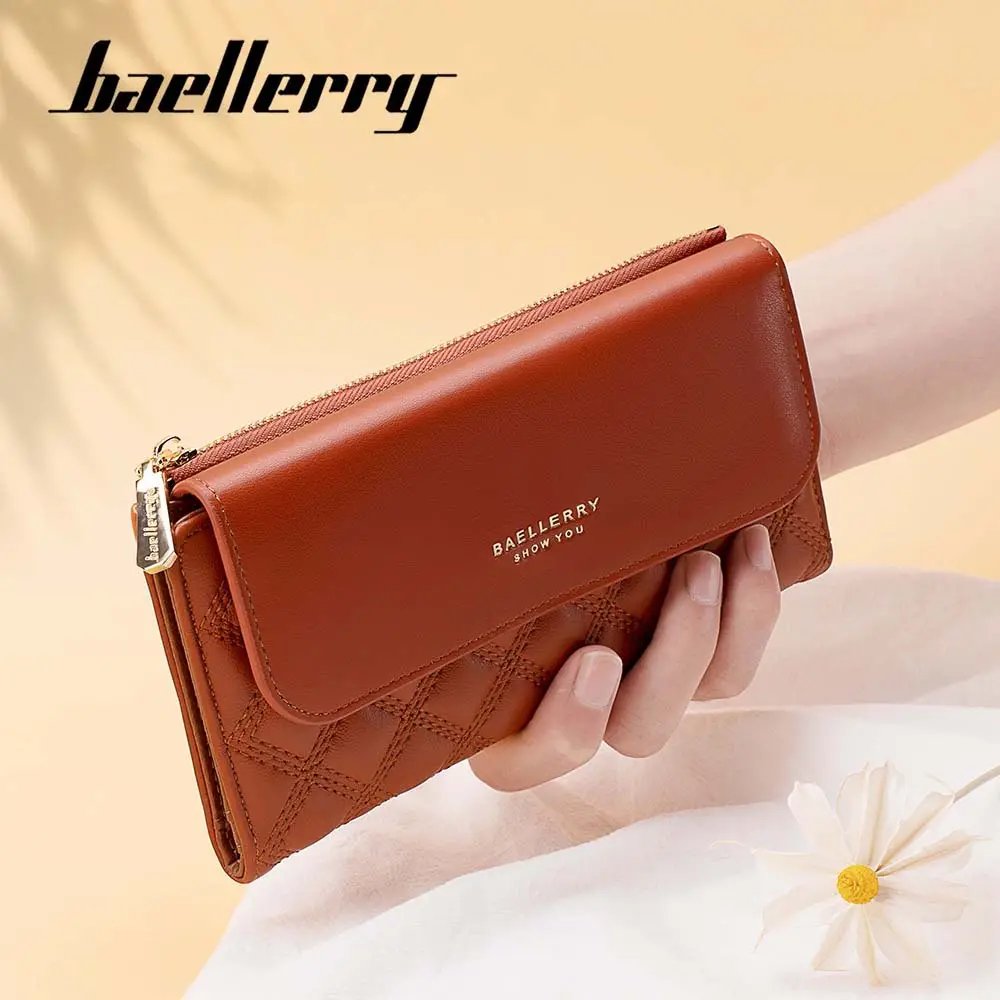 Baellerry pochette fermasoldi di design portafoglio in pelle sintetica portafogli lunghi Trifold Carteras borsa Multicard donna