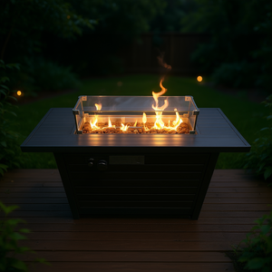 Mesa para Fogatas de 11 Pulgadas de Alto x 42 Pulgadas de Largo, de Acero Inoxidable, con Tapa, Diseño Moderno, Calentador de Jardín Independiente, Funciona con Propano - Product Image 2