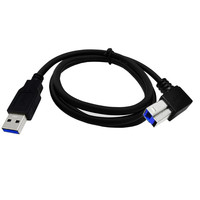 Cable USB 3.0 de Tipo A Macho a Tipo B Macho, Cable en Ángulo Recto de 90 Grados para Impresora, Monitor, Estación de Acoplamiento, Discos Duros Externos, Escáner