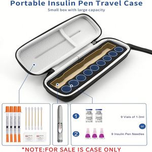 Étui de rangement portable, étanche, antichoc et léger pour fournitures médicales, aiguilles à insuline, stylos à insuline et flacons, en EVA avec fermeture éclair - Product Image 3